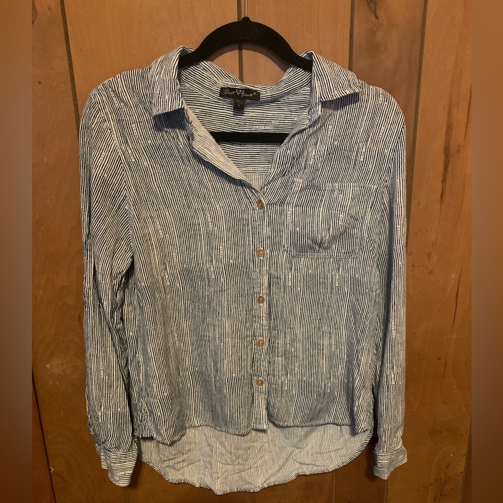 Stripped Long Sleeve Button Down Shirt